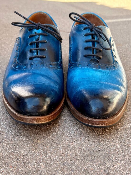 John Fluevog | Twin Turbine 837 Granville Brogue Leather Oxfords- Blue main image 10